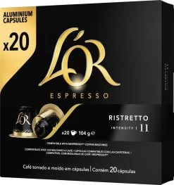 L'OR Espresso Ristretto Koffiecups - Intensiteit 11/12 - 10 X 20 Capsules -Koffieproducten 1128x1200
