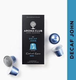 Aroma Club - Nespresso Compatible Capsules (120 St.) - No. 5 Decaf John - Intensiteit 3/5 - Decaf - 100% Aluminium Koffiecups -Koffieproducten 1149x1200