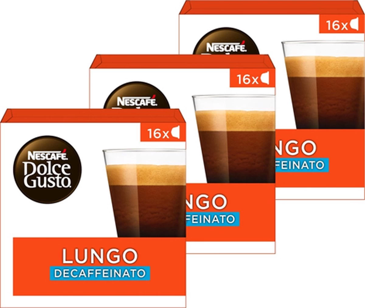 Nescafé Dolce Gusto Lungo Decafé Capsules - 48 Koffiecups 3 Nescafé Dolce Gusto Lungo Decafé Capsules - 48 Koffiecups