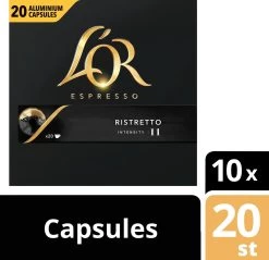 L'OR Espresso Ristretto Koffiecups - Intensiteit 11/12 - 10 X 20 Capsules -Koffieproducten 1200x1160