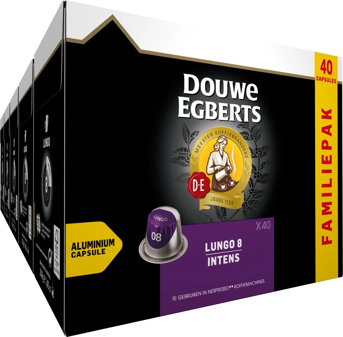 Douwe Egberts Lungo Intens (8) - 5 X 40 Koffiecups 3 Douwe Egberts Lungo Intens (8) - 5 X 40 Koffiecups