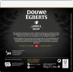 Douwe Egberts Lungo Decaf (6) - 10 X 20 Koffiecups -Koffieproducten 1200x1186 1