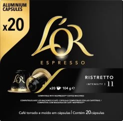 L'OR Espresso Ristretto Koffiecups - Intensiteit 11/12 - 10 X 20 Capsules -Koffieproducten 1200x1187