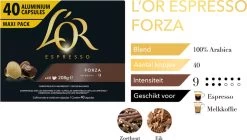 L'OR Espresso Forza Koffiecups - Intensiteit 9/12 - 4 X 40 Capsules -Koffieproducten 1200x678