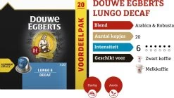 Douwe Egberts Lungo Decaf (6) - 10 X 20 Koffiecups -Koffieproducten 1200x681