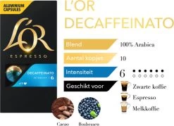 L'OR Espresso Decaffeinato Koffiecups - Intensiteit 6/12 - 10 X 10 Capsules 19 L'OR Espresso Decaffeinato Koffiecups - Intensiteit 6/12 - 10 X 10 Capsules -Koffieproducten 1200x868