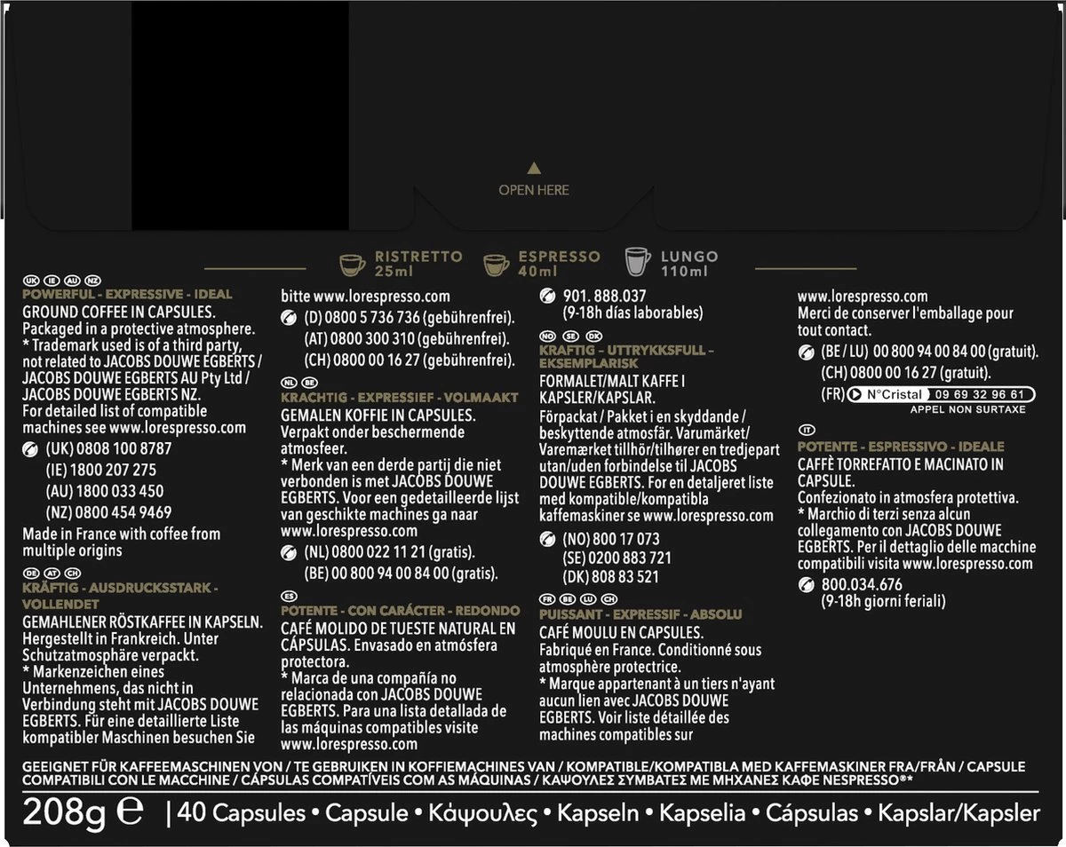 L'OR Espresso Ristretto Koffiecups - Intensiteit 11/12 - 4 X 40 Capsules 5 L'OR Espresso Ristretto Koffiecups - Intensiteit 11/12 - 4 X 40 Capsules - Afbeelding 3