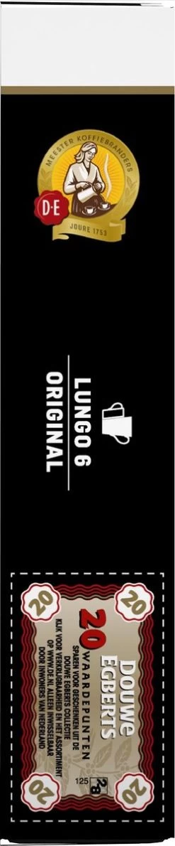 Douwe Egberts Lungo Original Koffiecups - Intensiteit 6/12 - 10 X 20 Capsules -Koffieproducten 249x1200 2