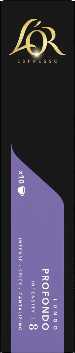 L'OR Lungo Profondo Koffiecups - Intensiteit 8/12 - 10 X 10 Capsules -Koffieproducten 255x1200 13
