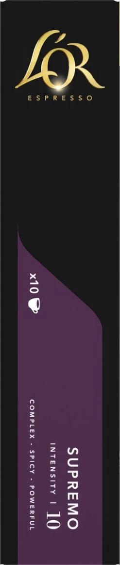 L'OR Espresso Supremo Koffiecups - Intensiteit 10/12 - 10 X 10 Capsules -Koffieproducten 255x1200 5