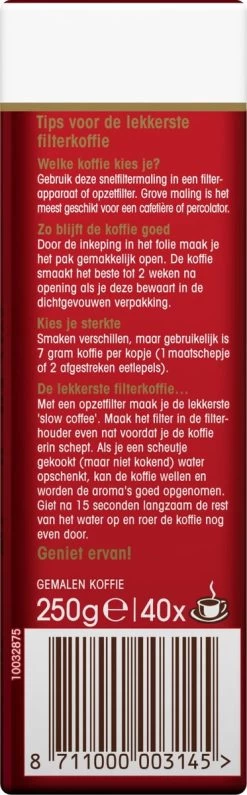 Douwe Egberts Aroma Rood Filterkoffie - 24 X 250 Gram -Koffieproducten 373x1200