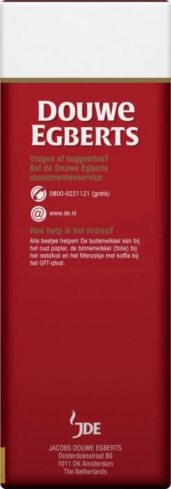 Douwe Egberts Aroma Rood Grove Maling Filterkoffie - 6 X 500 Gram -Koffieproducten 421x1200 1