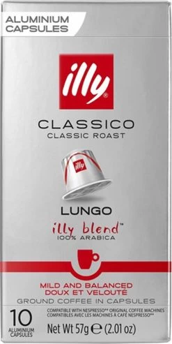 Illy Lungo Classico Koffiecups - Intensiteit 5/9 - 10 X 10 Capsules -Koffieproducten 601x1200