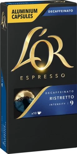 L'OR Espresso Ristretto Decaffeinato - Intensiteit 9/12 - 10 X 10 Capsules -Koffieproducten 603x1200