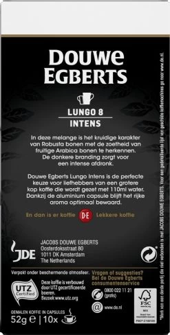 Douwe Egberts Lungo Intens Koffiecups - Intensiteit 8/12 - 10 X 10 Capsules 14 Douwe Egberts Lungo Intens Koffiecups - Intensiteit 8/12 - 10 X 10 Capsules -Koffieproducten 607x1200