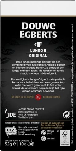 Douwe Egberts Lungo Original Koffiecups - Intensiteit 6/12 - 10 X 10 Capsules -Koffieproducten 607x1200 8