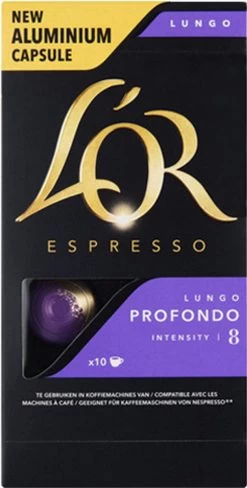 L'OR Lungo Profondo Koffiecups - Intensiteit 8/12 - 10 X 10 Capsules -Koffieproducten 608x1200 1