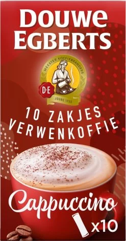 Douwe Egberts Verwenkoffie Cappuccino Oploskoffie - 5 X 10 Zakjes -Koffieproducten 630x1200 1