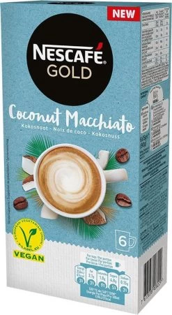 Nescafé Gold Coconut Macchiato Oploskoffie - 6 Doosjes à 6 Zakjes -Koffieproducten 657x1200