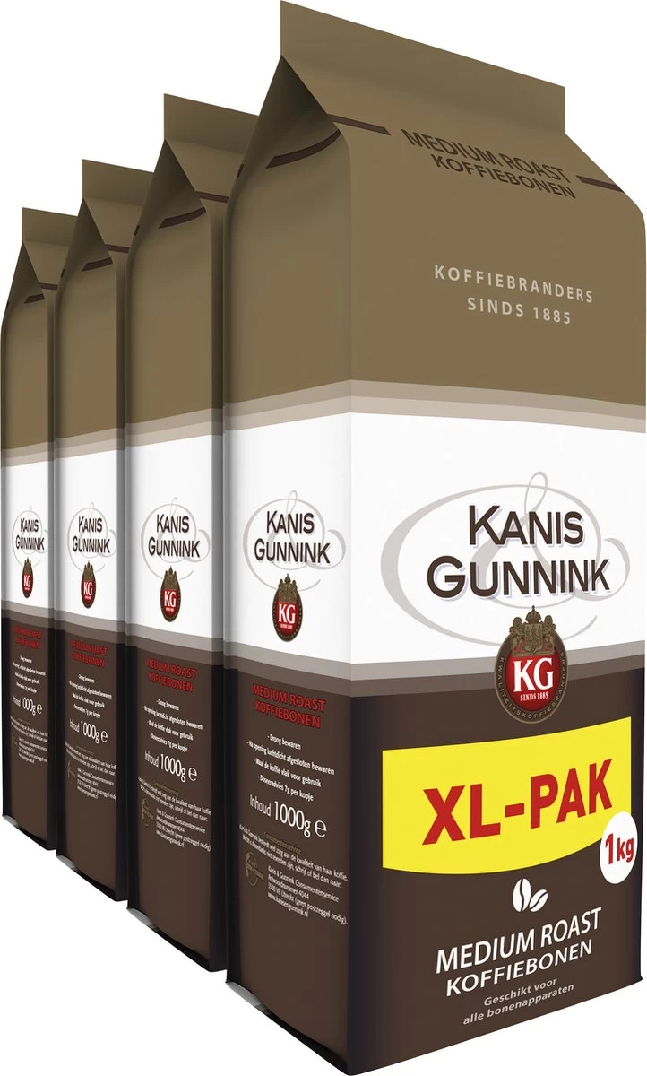 Kanis & Gunnink Medium Roast Koffiebonen - 4 X 1000 Gram - Voordeelverpakking 3 Kanis & Gunnink Medium Roast Koffiebonen - 4 X 1000 Gram - Voordeelverpakking