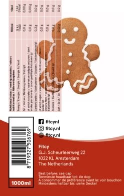 Fitcy | Koffiesiroop | Gingerbread | Barista Syrup | Zero | Vegan | Vetvrij | Suikervrij | Keto-vriendelijk | Koffie | Siroop | MET DOSEERPOMP | 1L -Koffieproducten 759x1200