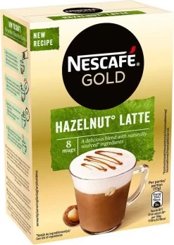 Nescafé Gold Hazelnoot Latte Oploskoffie - 6 Doosjes à 8 Zakjes -Koffieproducten 855x1200