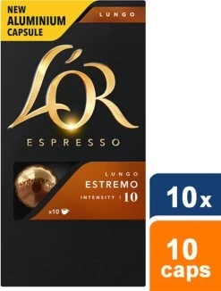 L'OR Lungo Estremo Koffiecups - Intensiteit 10/12 - 10 X 10 Capsules 25 L'OR Lungo Estremo Koffiecups - Intensiteit 10/12 - 10 X 10 Capsules -Koffieproducten 909x1200