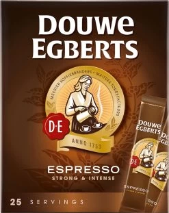 Douwe Egberts Espresso Sticks Oploskoffie - 6 X 25 Zakjes -Koffieproducten 954x1200