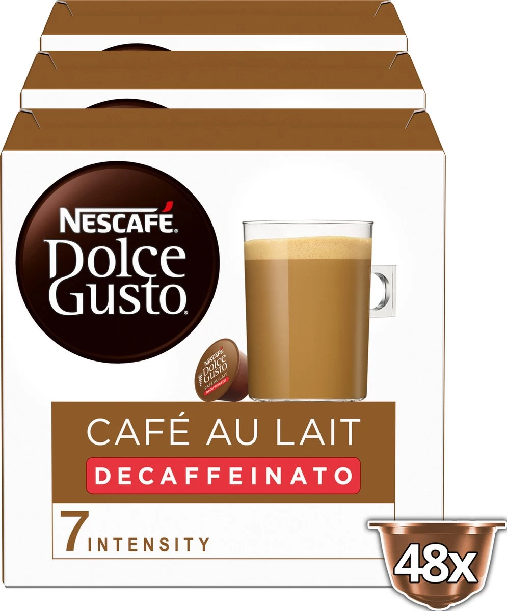 Nescafé Dolce Gusto Cafe Au Lait Decaf 3 Doosjes à 16 Capsules 3 Nescafé Dolce Gusto Cafe Au Lait Decaf 3 Doosjes à 16 Capsules